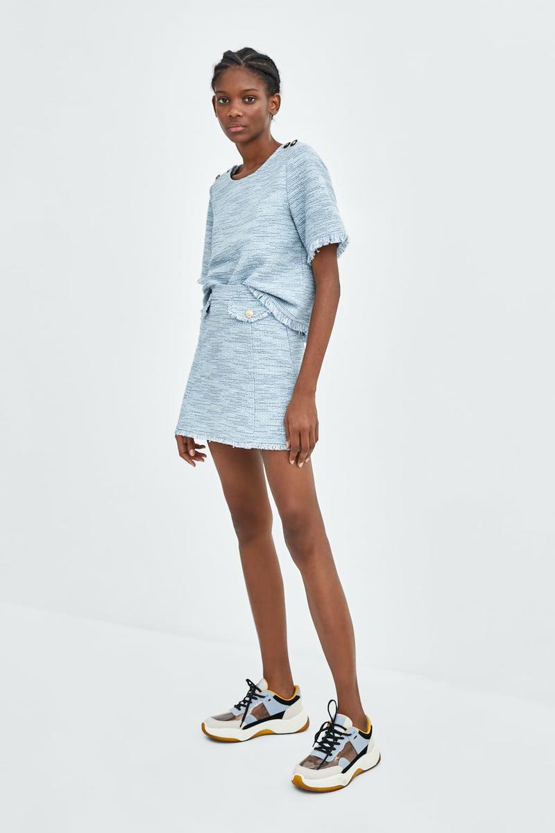 falda tweed, top tweed, zara tweed