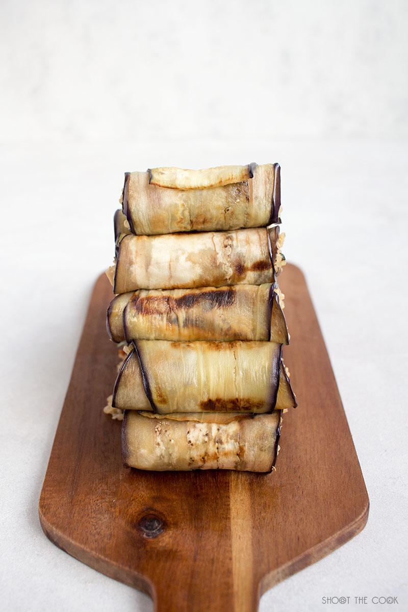 rollitos de berenjena rellenos de quinoa