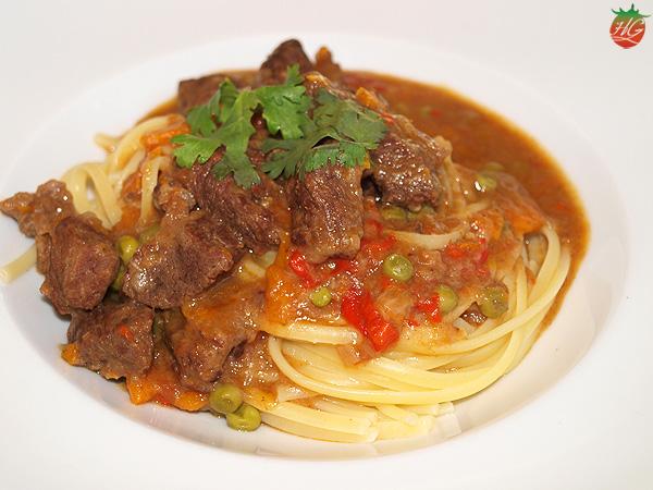 Receta Pasta con ternera guisada HortoGourmet
