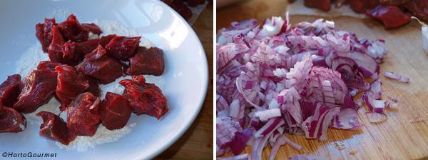 Pasta con ternera guisada paso 1