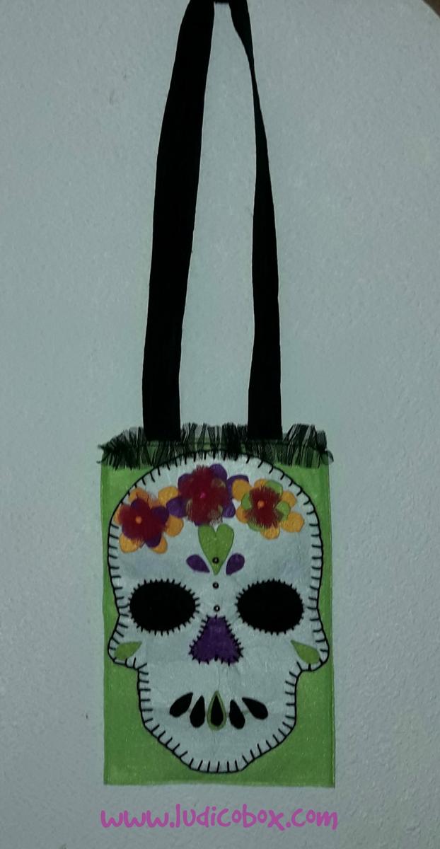 bolso catrina DIY para halloween, con fieltro.