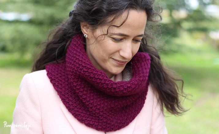 Cuello reversible tejido con agujas circulares