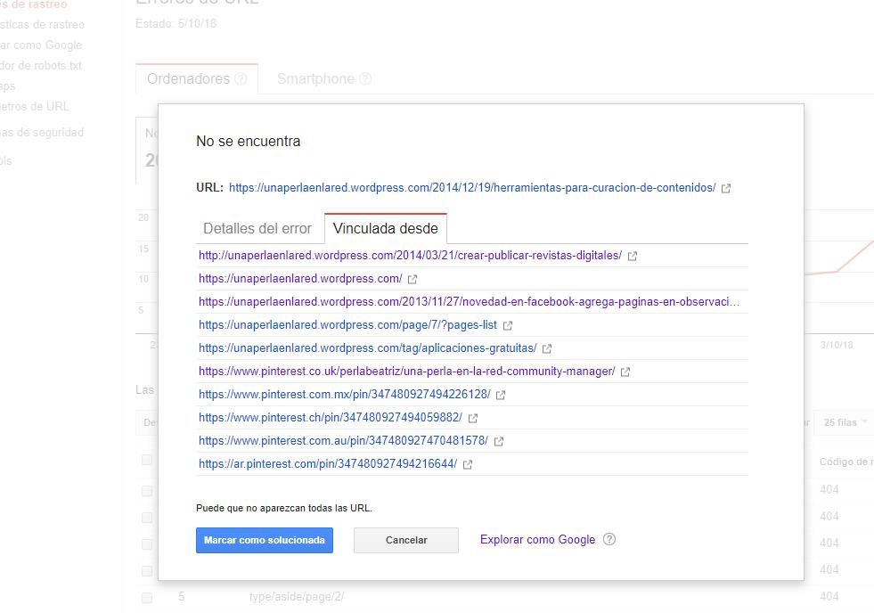 desde donde se generan los errores de rastreo