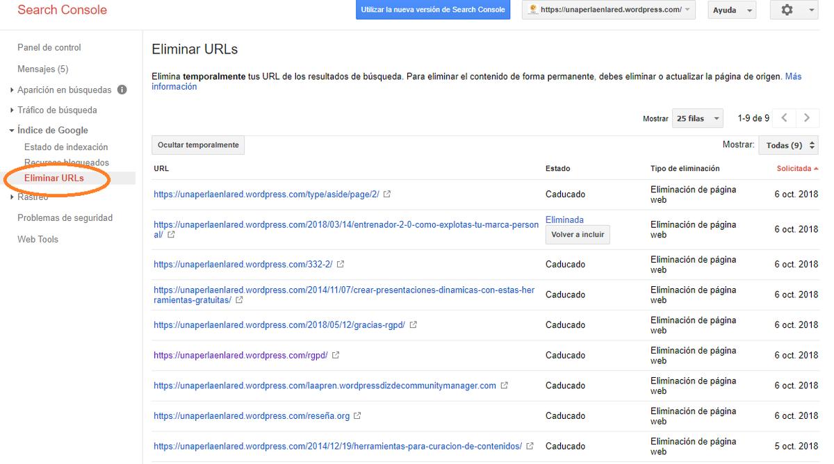 eliminar url vacías del rastreo