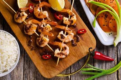 brochetas de langostino