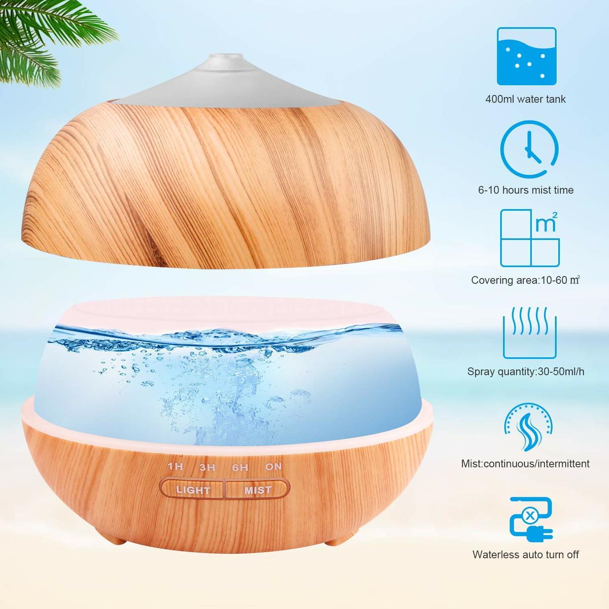 Comprar difusor aceites esenciales Tenswall 400 ml