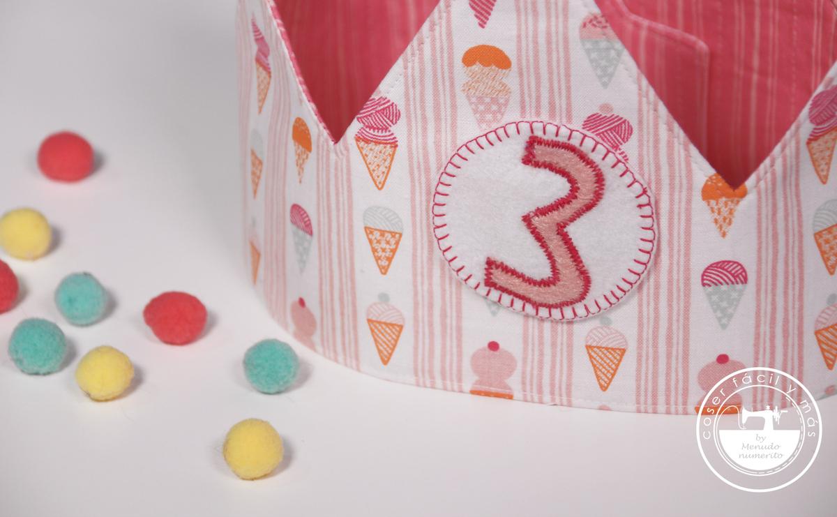 corona de cumpleaños de tela menudo numerito facil