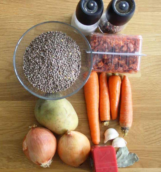 Ingredientes para hacer lentejas