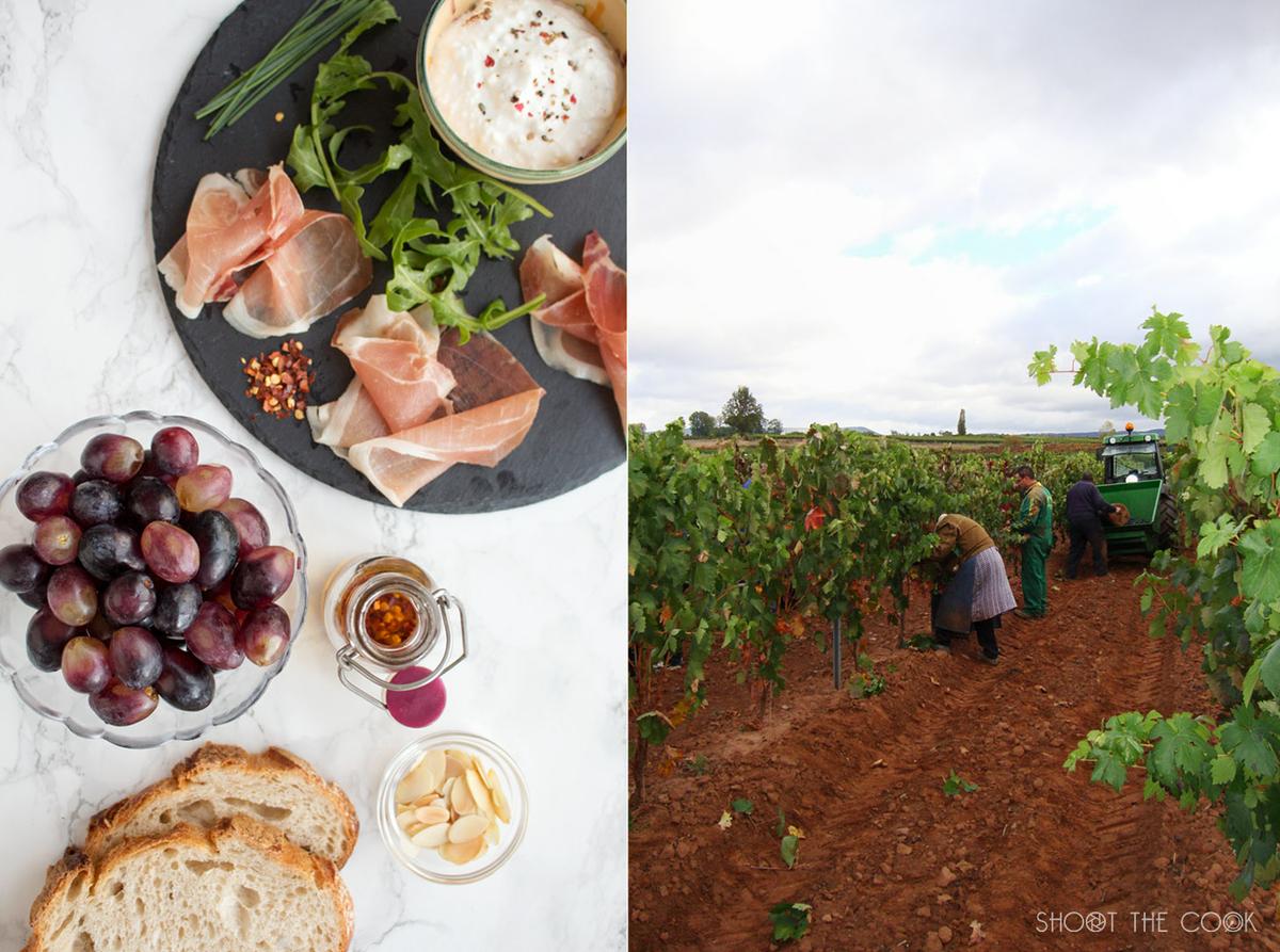 Tosta de jamón y uvas 