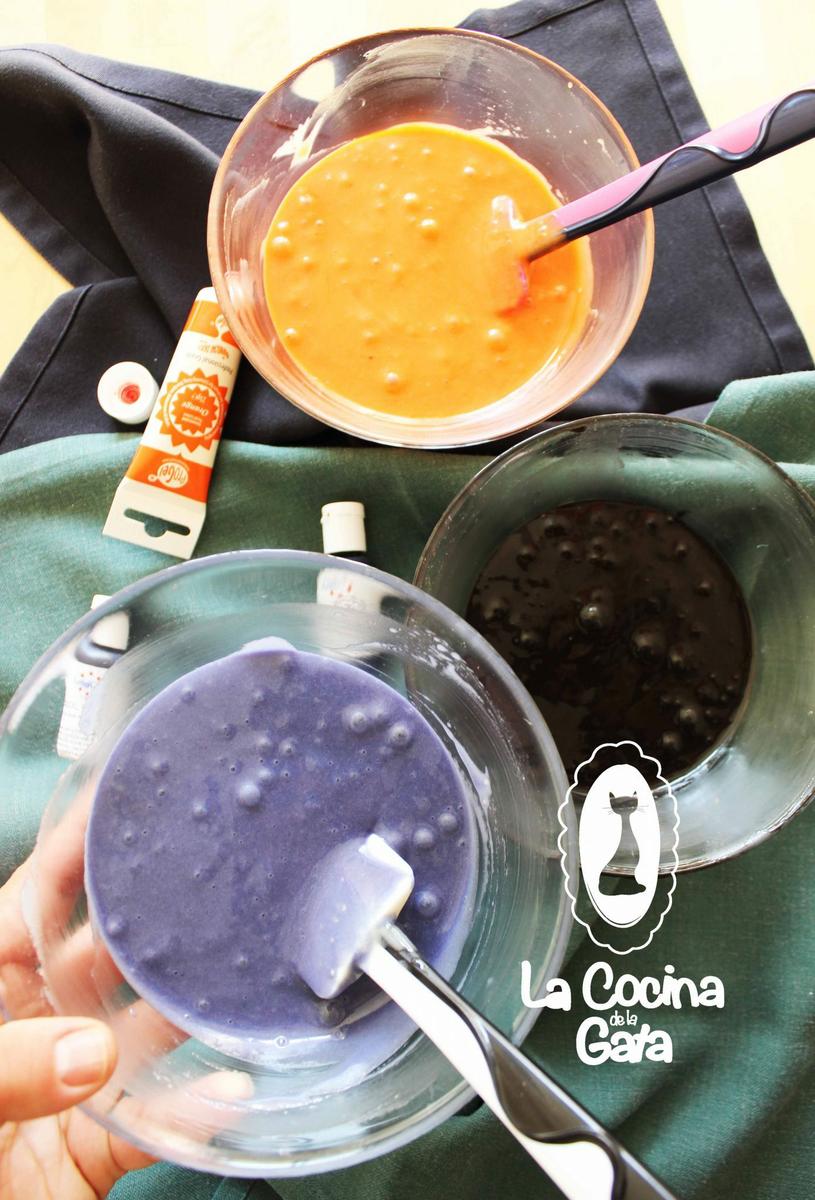 Colores Halloween para la mezcla de los bizcochos