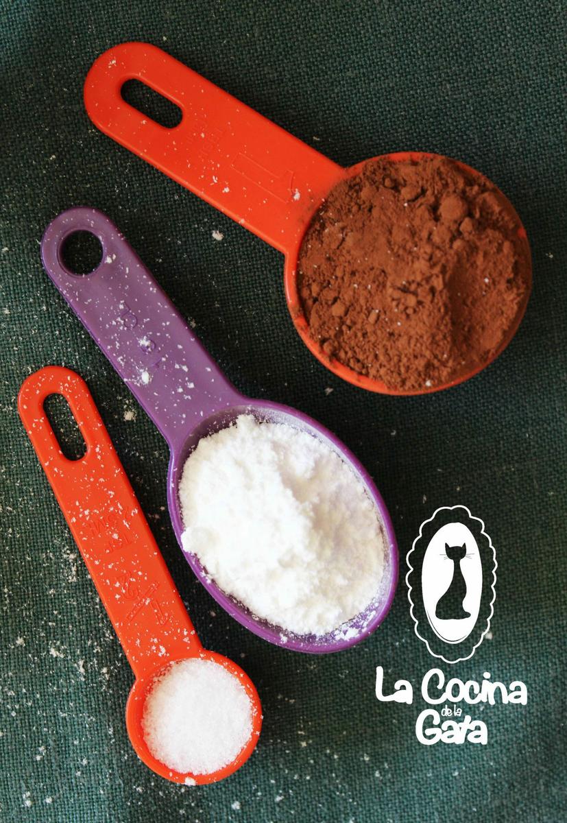 Cacao en polvo, levadura y sal