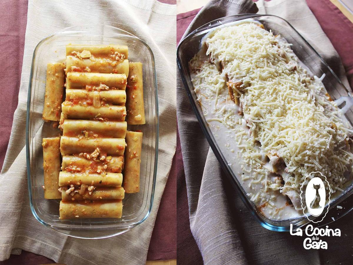 Canelones rellenos listos para hornear