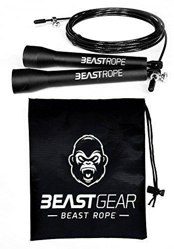 Cuerda para saltar de alta velocidad de Beast Gear. Comba de CrossFit, Boxeo, MMA. Longitud Ajustable y Rodamientos Ligeros, Ideal para Saltos Dobles. ¡Garantía de por vida!