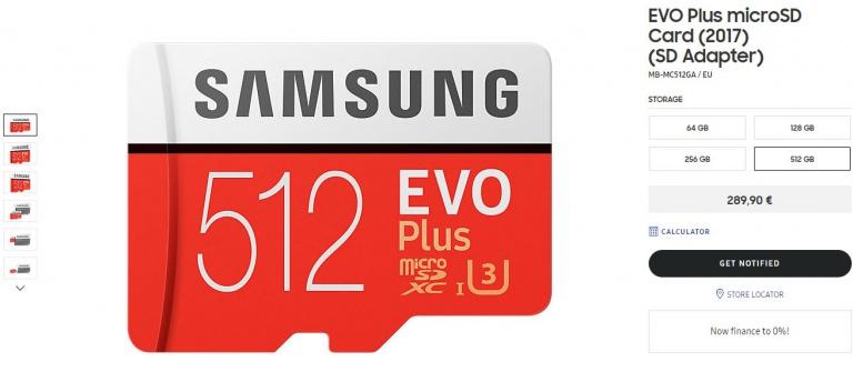 microSD Samsung 512GB web