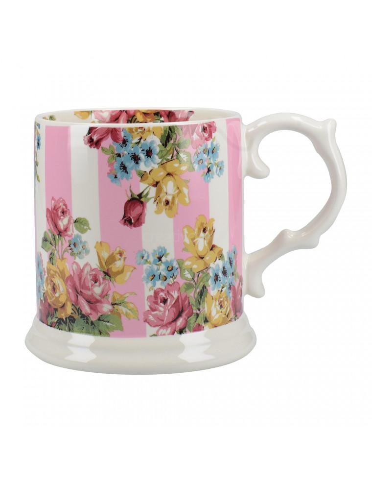 Tazón Con Asa Blooming Fancy Rayas Rosa