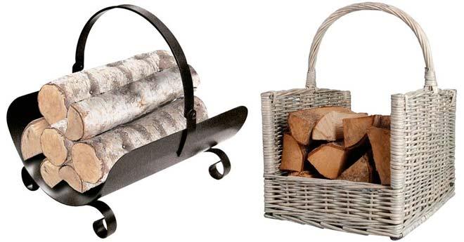 porta leña y cesta para guardar leña