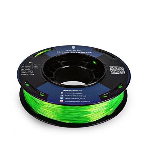Bobina pequeña de SainSmart, 1,75 mm, filamento 3D de poliuretano termoplástico flexible, 250 g, tolerancia: +/-0,05 mm, Shore 95A, (verde)