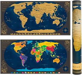 Regalos para una pareja de amigos viajeros mapa del mundo para rascar