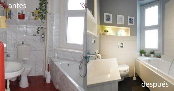 ejemplo de reforma de baño económica, antes y después
