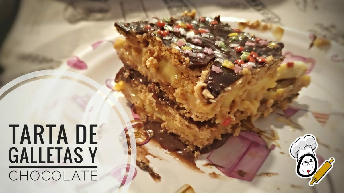 Tarta de galletas y chocolate.