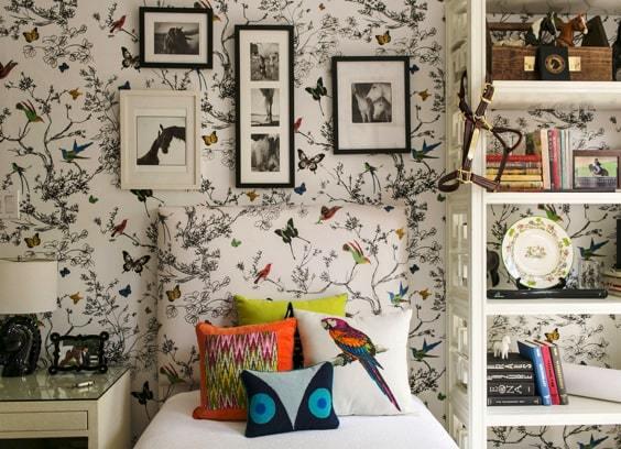 Papel pintado de pajaros y mariposas de schumacher