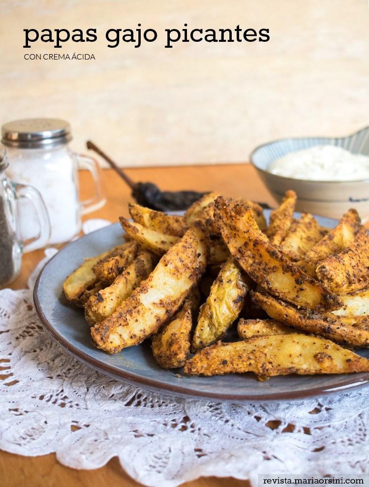 Papas gajo picantes con crema acida, receta en revista Maria Orsini