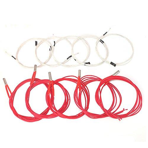 Calentador de cartuchos cerámico 12 V, 40 W, 620 y termistor NTC 100 K 3950 para impresora 3D Creality CR-10, CR-10S, S4, S5 Saker, Makerbot, RepRap, Prusa i3 (paquete de 10 unidades), de Cctree