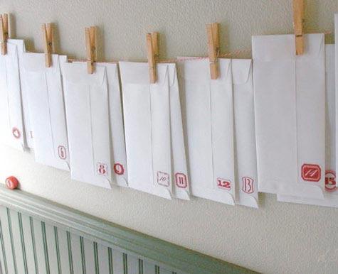 calendario de adviento hecho con sobres