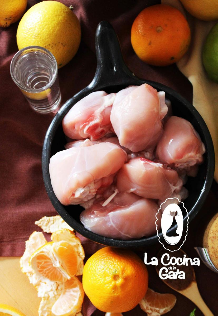 Pollo fresco troceado, Orujo y Limón