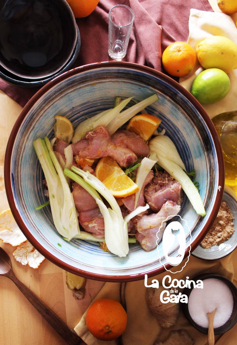 Marinado de Pollo, Cítricos e Hinojo