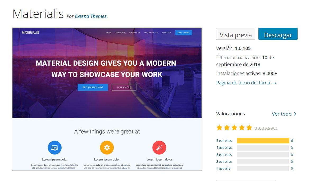 temas gratis wordpress 2019 materialis