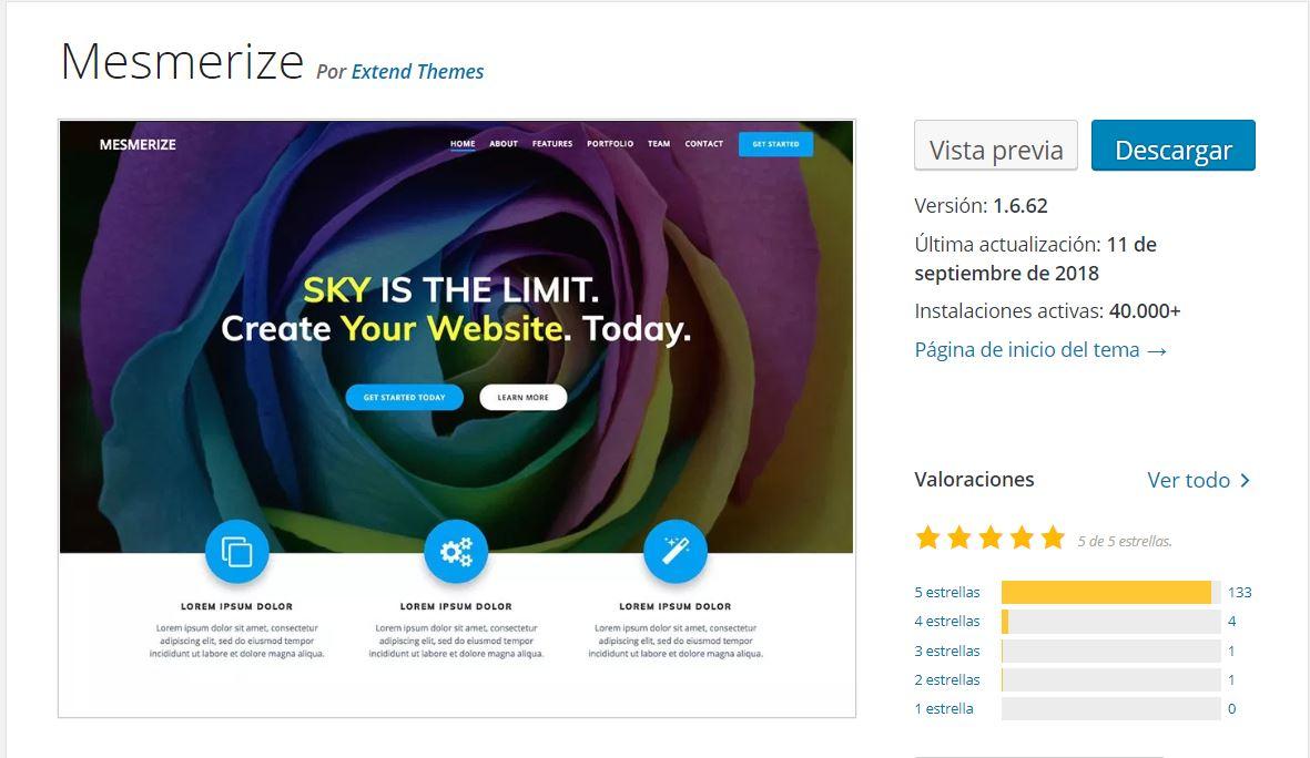 plantillas gratuitas wordpress mesmerize
