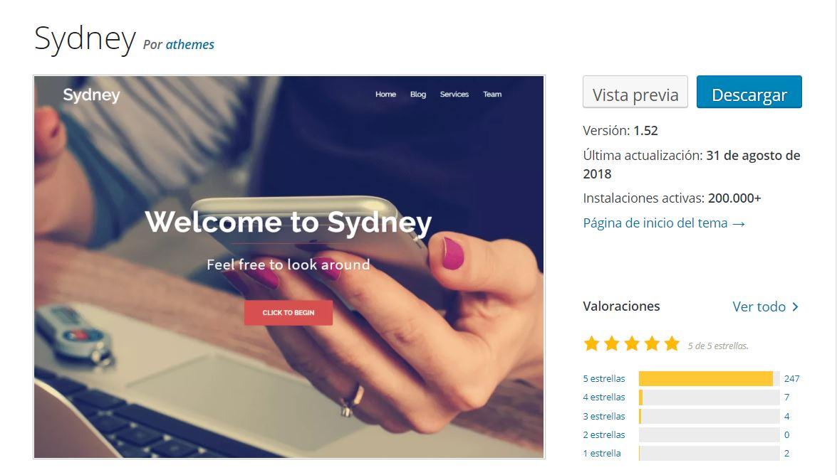 plantillas gratis de wordpress para 2019 sydney