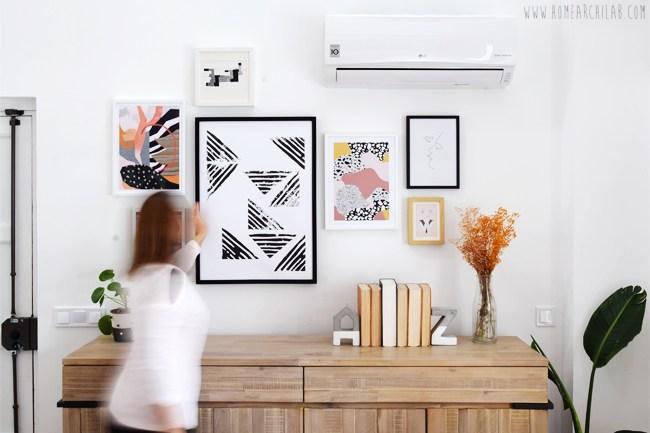 como colgar una composición de cuadros