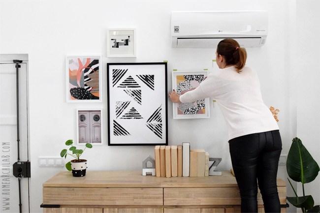 como colgar una composición de cuadros