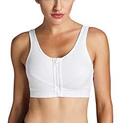 SYROKAN - Sujetador Deportivo Espalda Deportiva con Cremallera para Mujer Blanco ES:95B (EU 80B)