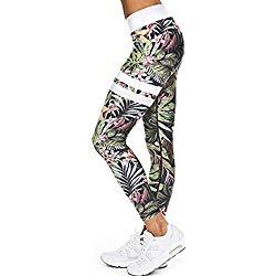 Mallas Deportivas Mujer Leggins Yoga Pantalon Elastico Cintura Altura Polainas para Running Pilates Fitness, A-flor Gris, L