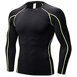 Yujeet Hombres Apretado Fitness Camiseta Deportiva Transpirable con Mangas Largas Elasticidad Compresión Correr Ropa De Entrenamiento como La Imagen3 XL