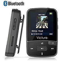 Victure Reproductor MP3 Bluetooth 4.0 con Clip Reproductor de Música para el Deporte Pantalla TFT de 1.5 pulgadas, FM Radio, Podometro, Auriculares, Soporte SD USB TF hasta 64 GB Tarjeta