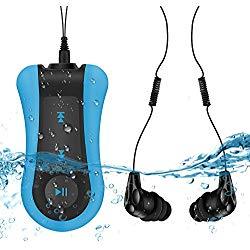 AGPTEK Mp3 Acuatico 8GB, S12 Clip Reproductor de MP3 Impermeable IPX8 con Auriculares para Nadar y Correr, Color Azul
