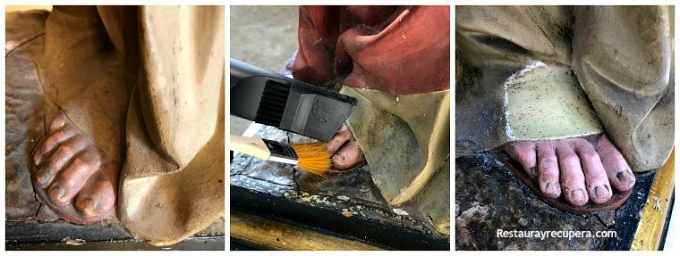 restauracion_santa_Ana_pie_izquierdo_cata_limpieza_restaurayrecupera