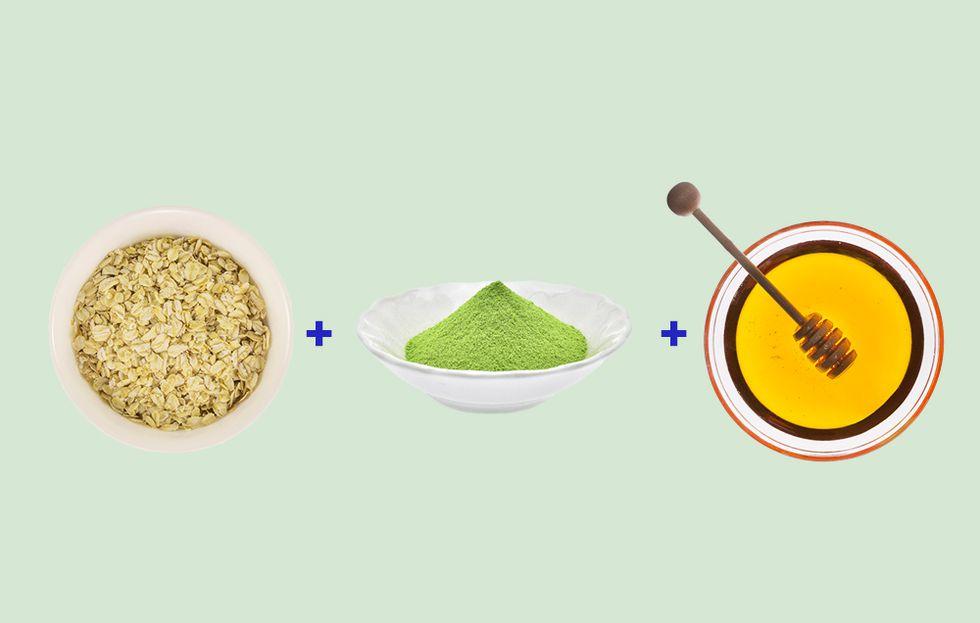 mascarilla facial casera con miel de avena matcha