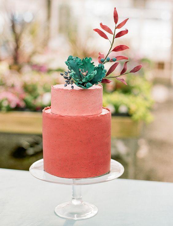 tarta de boda living coral pantone 2019