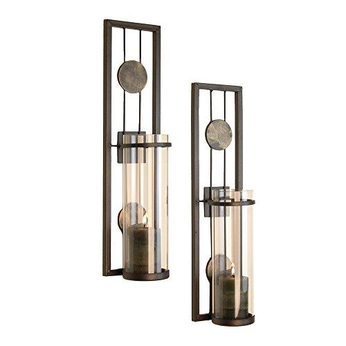 Danya B Set of Two Wall Sconces, Metal Wall Décor, Antique-Style Metal Sconce for Private and Office Use
