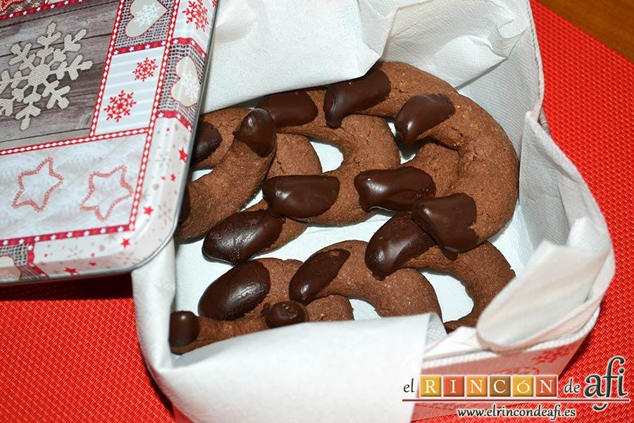 Cuernecitos de vainilla y chocolate, sugerencia de presentación