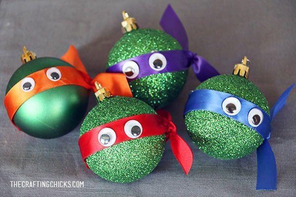 bolas de navidad con forma de las tortugas ninja