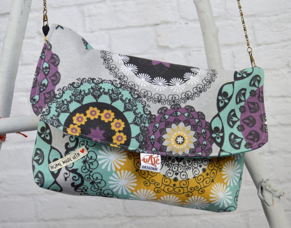 bolso mandala turquesa uve original handmade