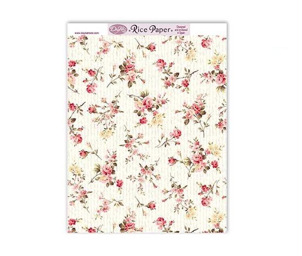 Papel de arroz japonés Dayka Trade de flores con fondo amarillo