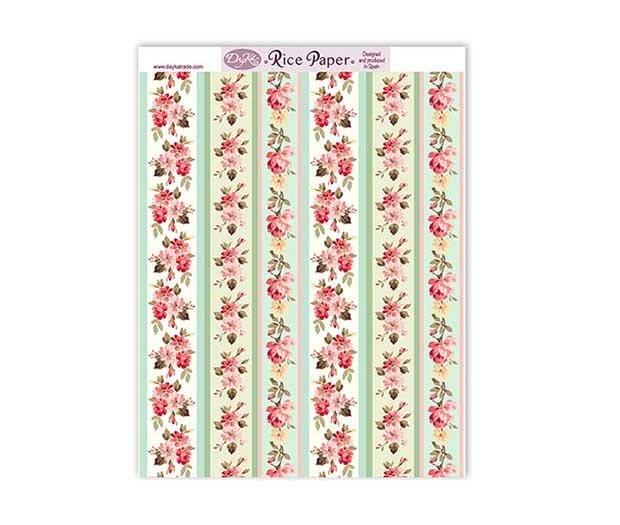 Papel de arroz japonés Dayka Trade cenefas de flores