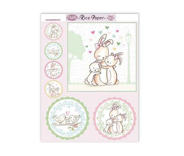 Papel de arroz Dayka Trade infantil conejitas